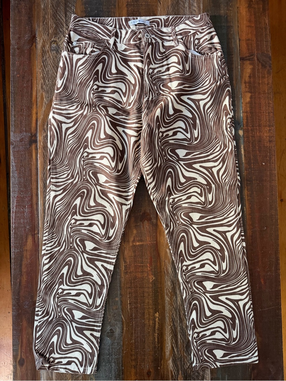 Denim Co. Women’s 10 Brown White Swirl Straight Leg Jeans | SKU 0074